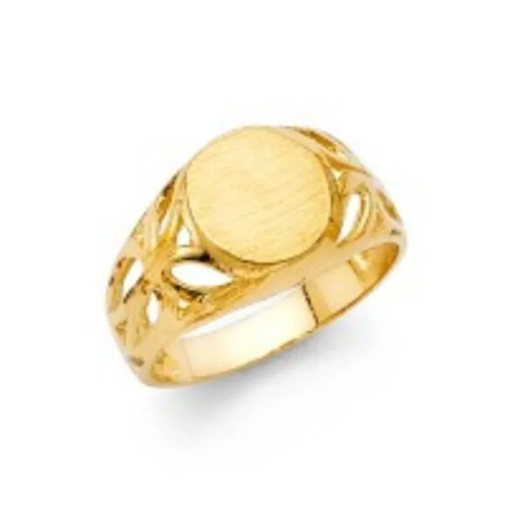 14k Yellow gold Blue Signet Ring sz 2 3 4 5 6